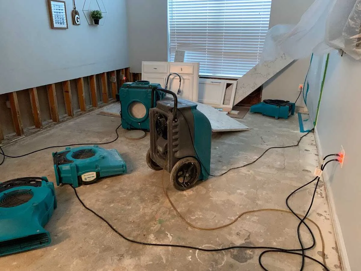 Dehumidifier in flood-cut room for Water Damage Restoration in Palos Verdes Estates
